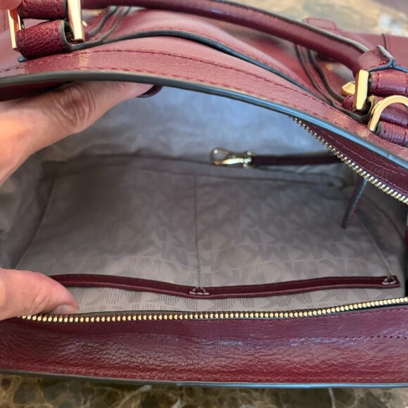 MICHAEL KORS Collins Studded Medium Leather Satchel in Merlot - Picture 8 of 14